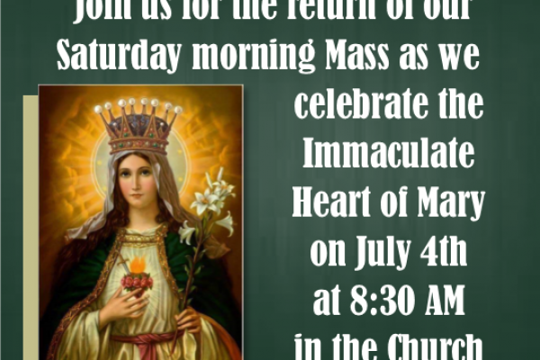 Saturday Morning Mass Resumes
