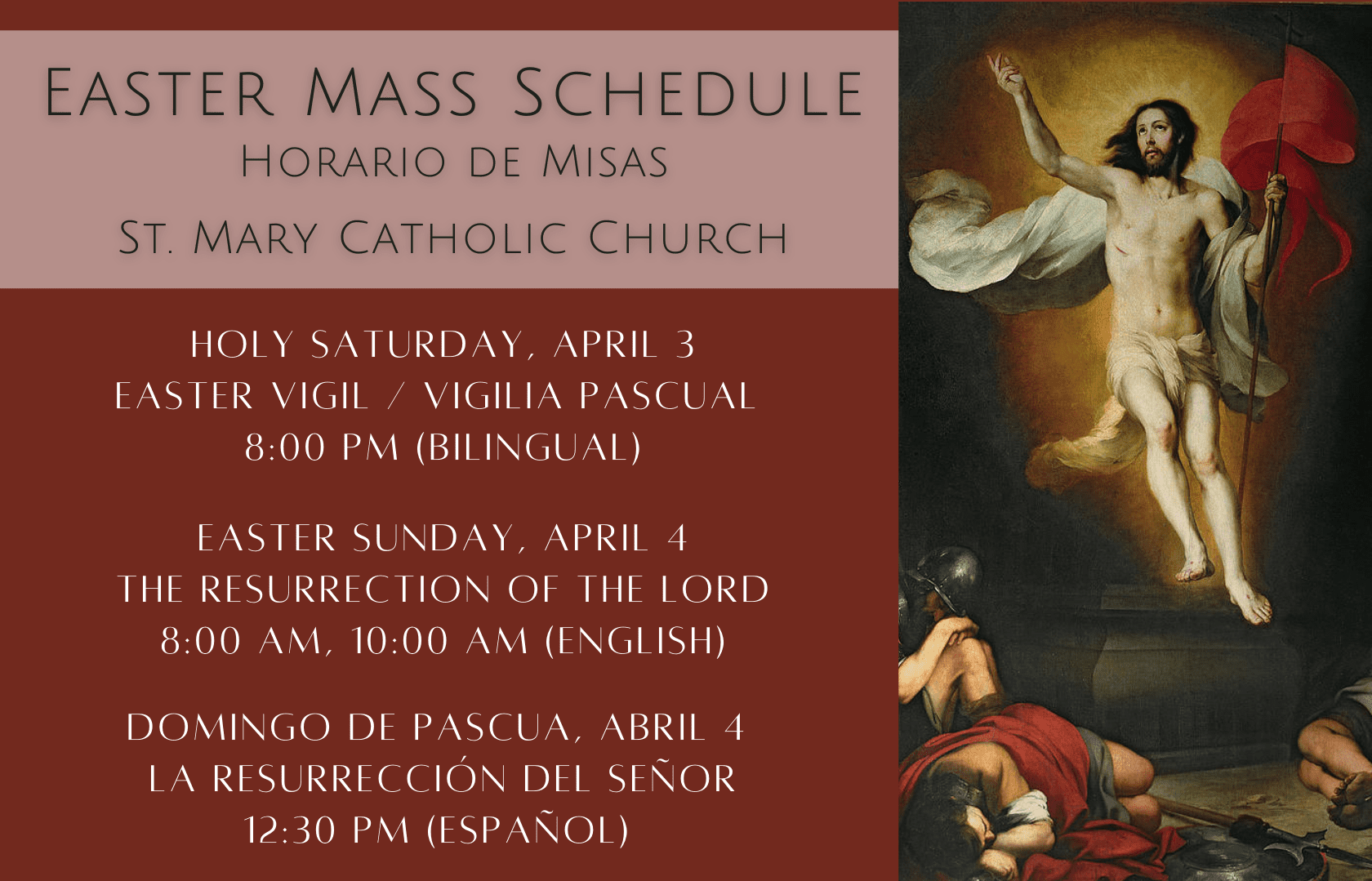 Easter Mass Schedule - St. Mary